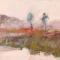 mistig landschap 150 x 50 olieverf op doek